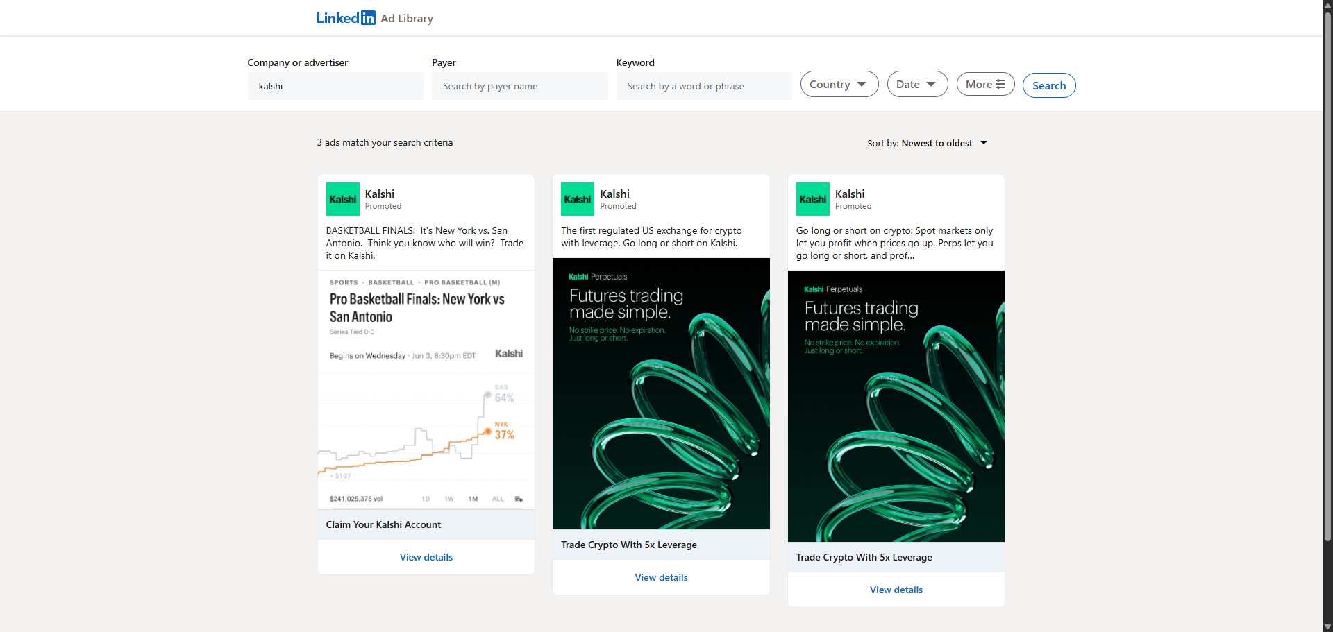 Kalshi LinkedIn ads